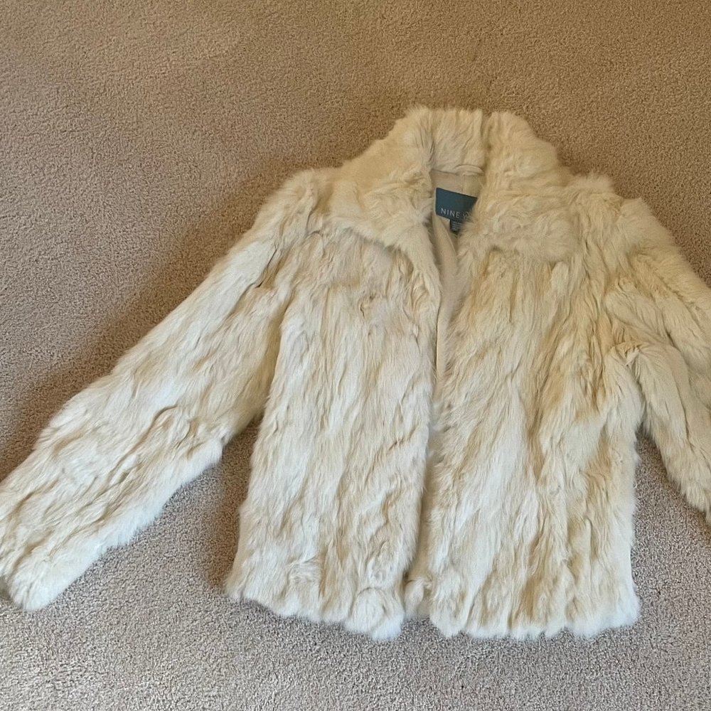 Rare White Nine West Vintage Rabbit Fur Coat